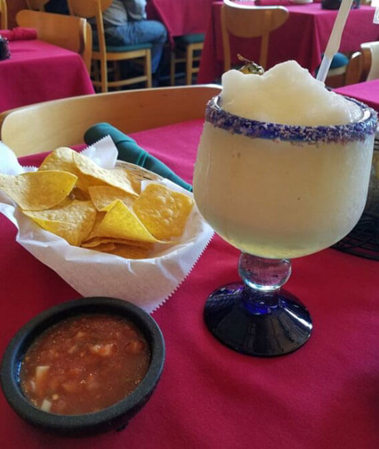 Image fo tortiall chips and Margaritas